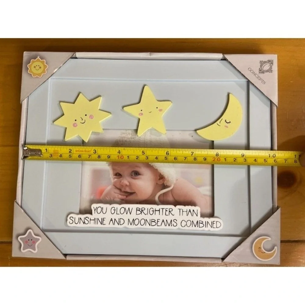 Concepts Baby Picture Frame 4x6 Blue Celestial Sun Moon Star You Glow Brighter